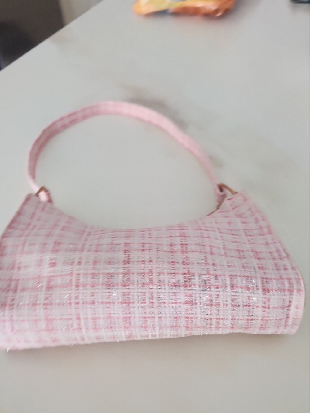 Pink Tweed Shoulder Bag with Gold Hardware - Picture 6 of 6
